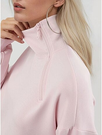 Felpa relaxed fit con collo con zip busem