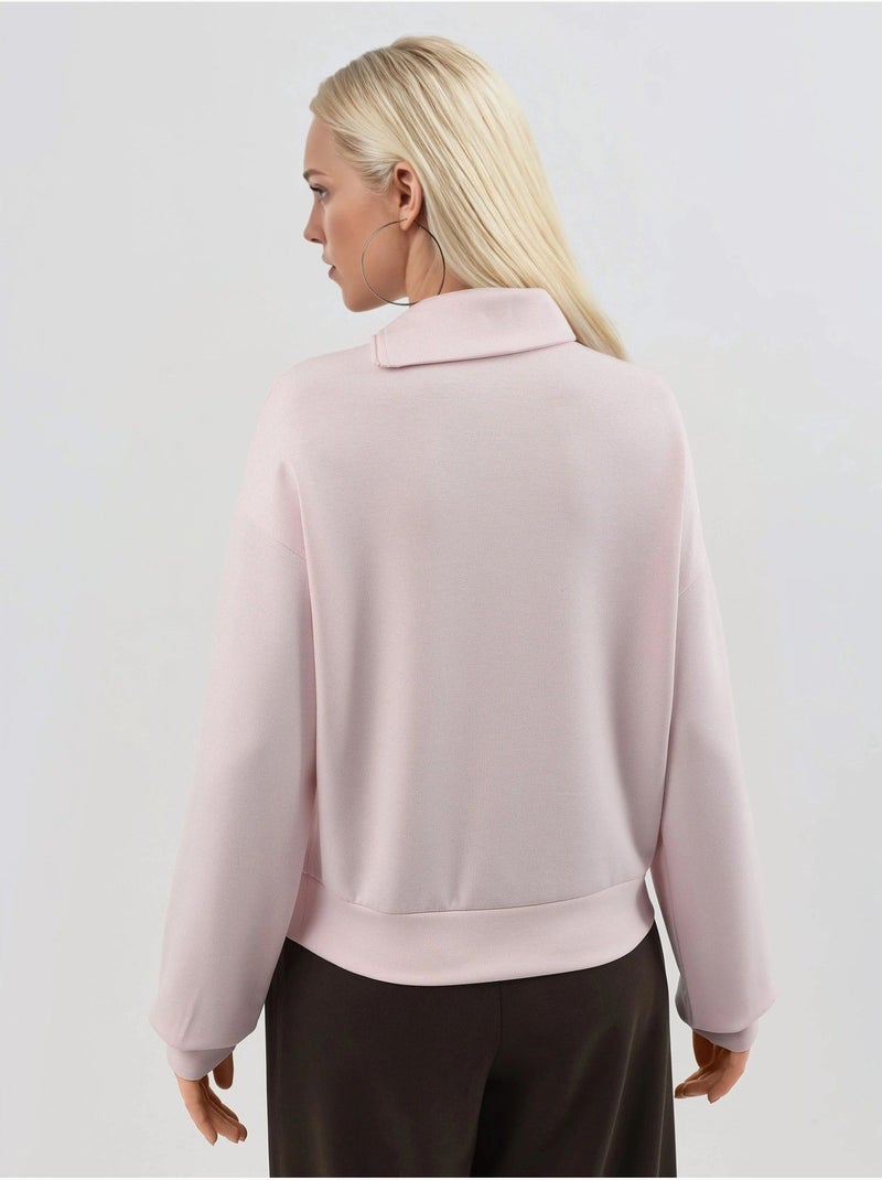 Felpa relaxed fit con collo con zip busem Rosa pallido - Kiabi