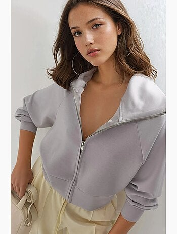 Felpa relaxed fit con zip busem