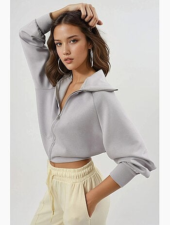 Felpa relaxed fit con zip busem