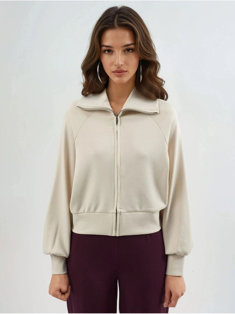 Felpa relaxed fit con zip busem Sabbia - Kiabi