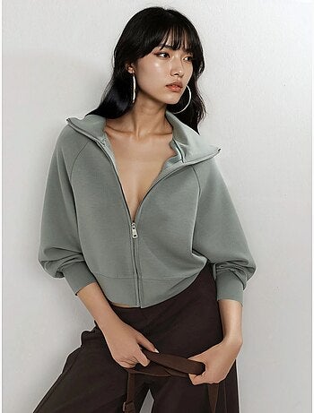 Felpa relaxed fit con zip busem