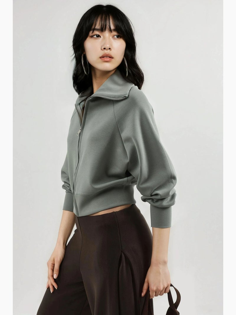Felpa relaxed fit con zip busem Verde pastello - Kiabi