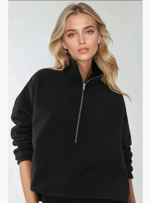 Felpa relaxed fit con zip e maniche lunghe hiccup - Kiabi Felpa relaxed fit con zip e maniche lunghe hiccup - Kiabi