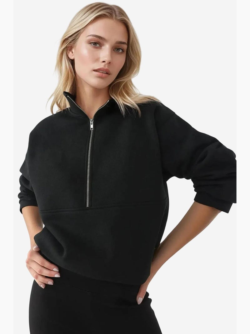 Felpa relaxed fit con zip e maniche lunghe hiccup Nero - Kiabi