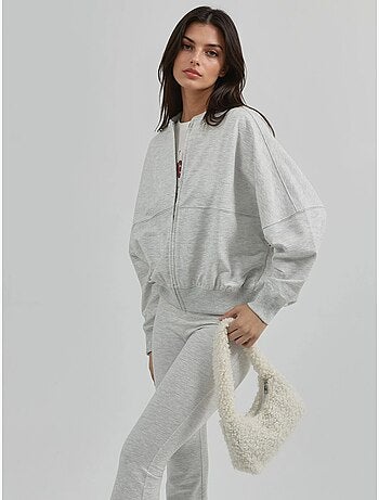 Felpa relaxed fit con zip integrale busem