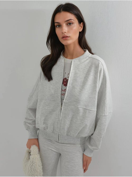 Felpa relaxed fit con zip integrale busem - Kiabi Felpa relaxed fit con zip integrale busem - Kiabi