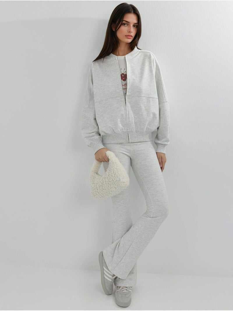 Felpa relaxed fit con zip integrale busem Grigio chiaro - Kiabi