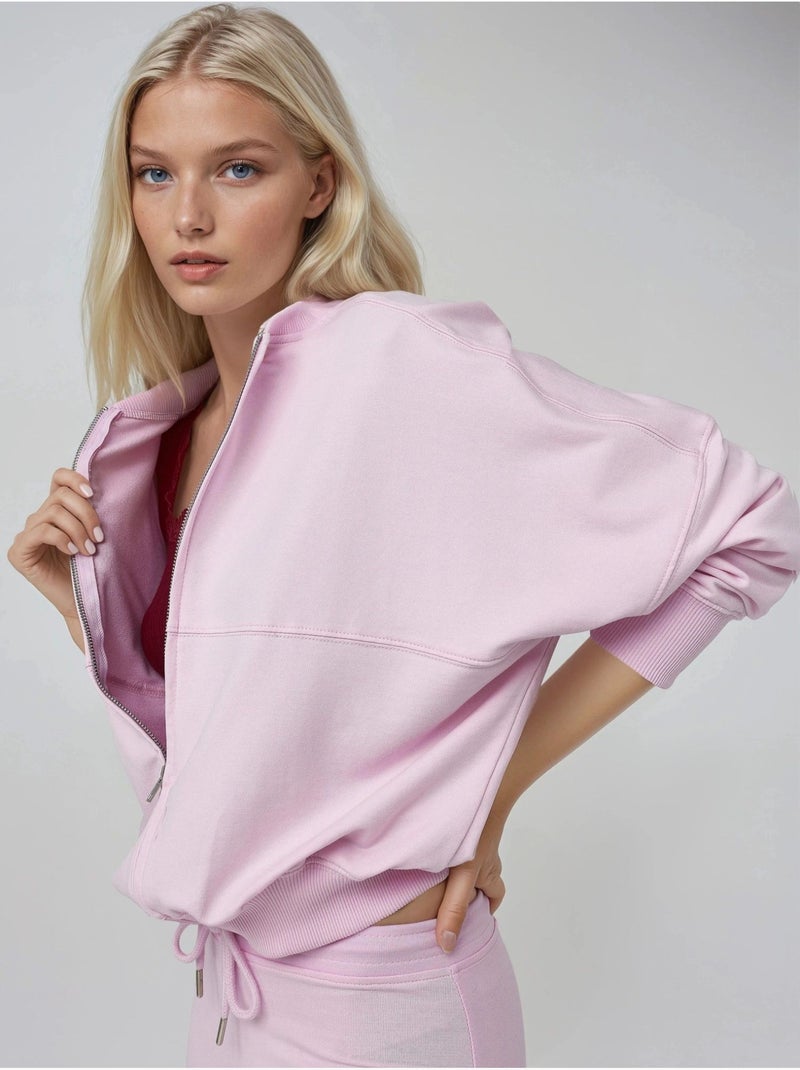 Felpa relaxed fit con zip integrale busem Rosa pallido - Kiabi