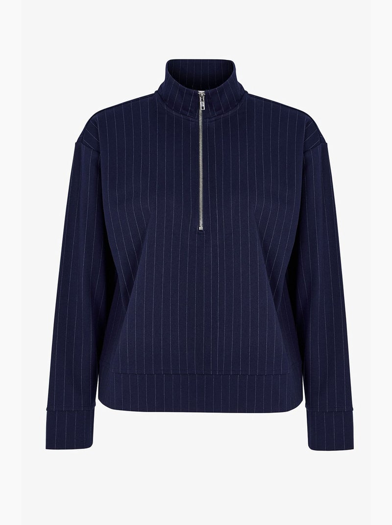 Felpa rigata con mezza zip penti Blu marino - Kiabi