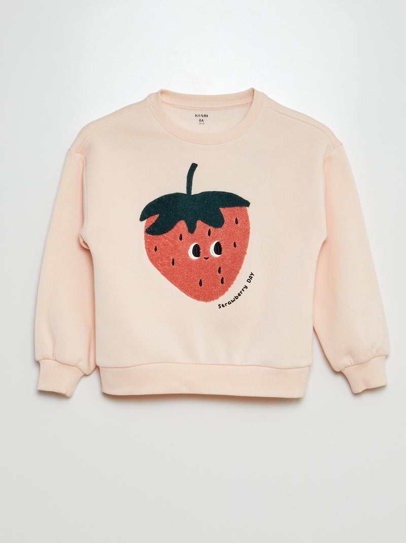 Felpa scollo tondo animata ROSA - Kiabi