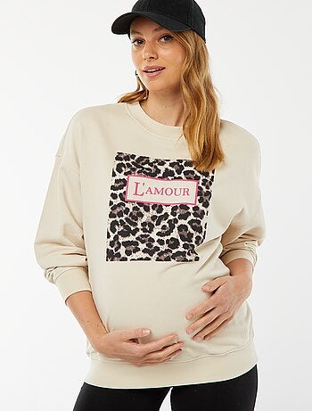 Felpa scollo tondo con motivo leopardato 'Only Maternity'