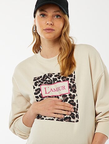 Felpa scollo tondo con motivo leopardato 'Only Maternity'