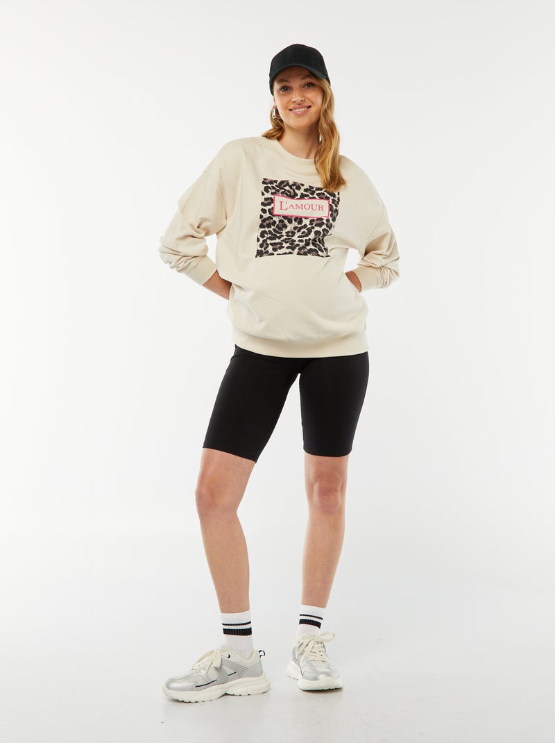 Felpa scollo tondo con motivo leopardato 'Only Maternity' BEIGE - Kiabi