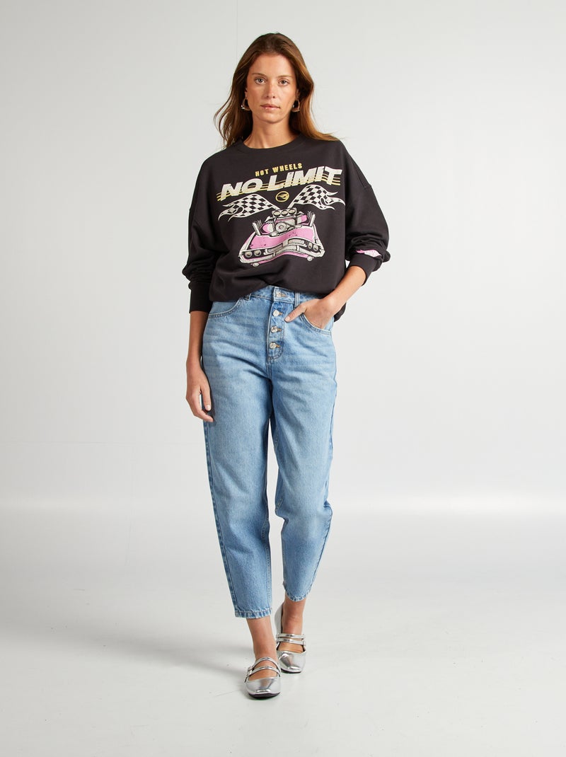Felpa scollo tondo 'Hot Wheels' NERO - Kiabi