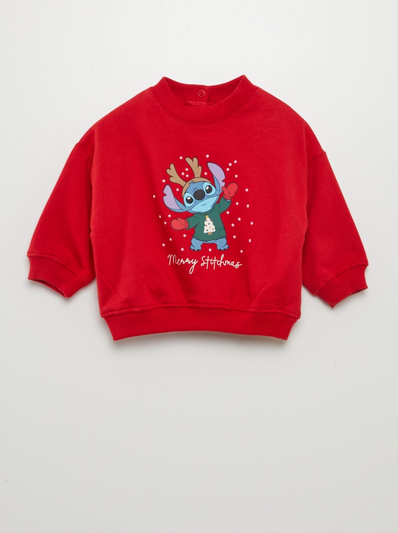 Felpa scollo tondo 'Natale' 'Disney' ROSSO - Kiabi