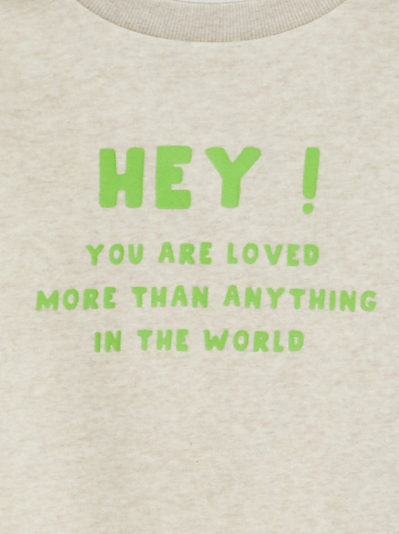 Felpa scollo tondo stampata GRIGIO - Kiabi