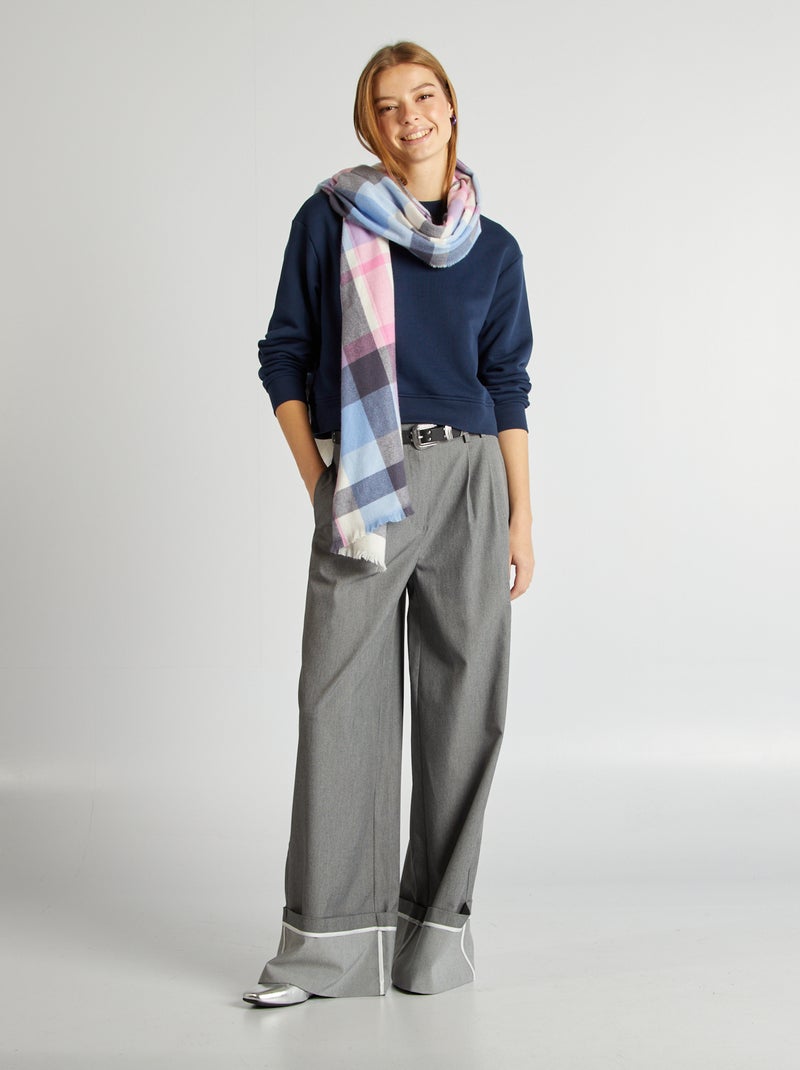 Felpa scollo tondo tinta unita BLU - Kiabi