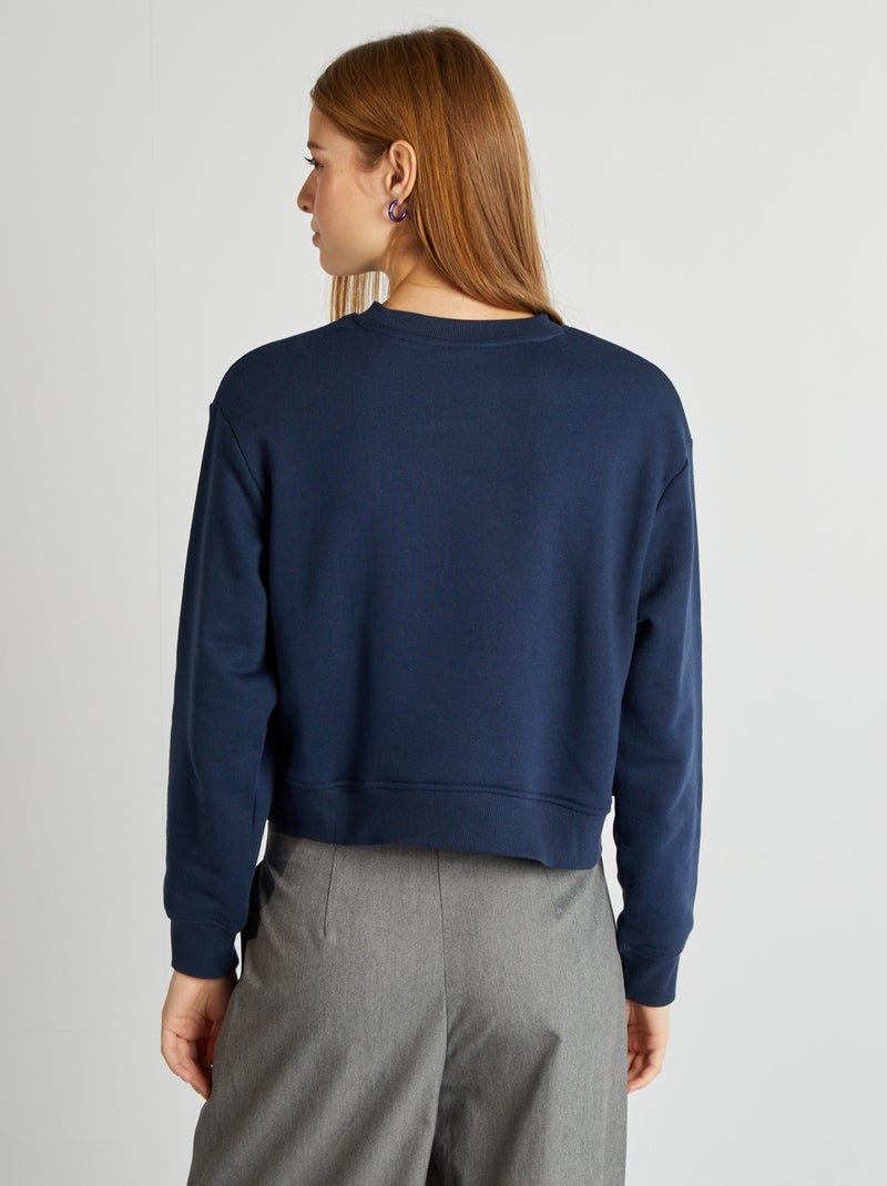 Felpa scollo tondo tinta unita BLU - Kiabi