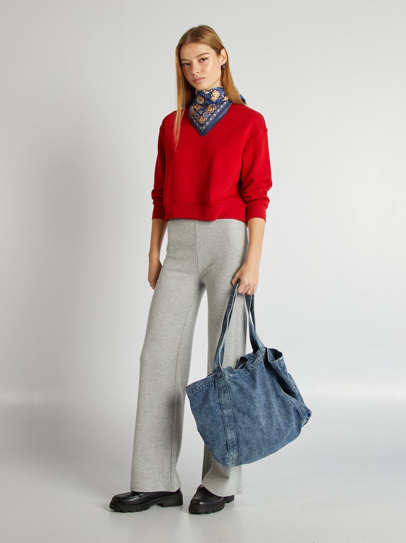 Felpa scollo tondo tinta unita ROSSO - Kiabi