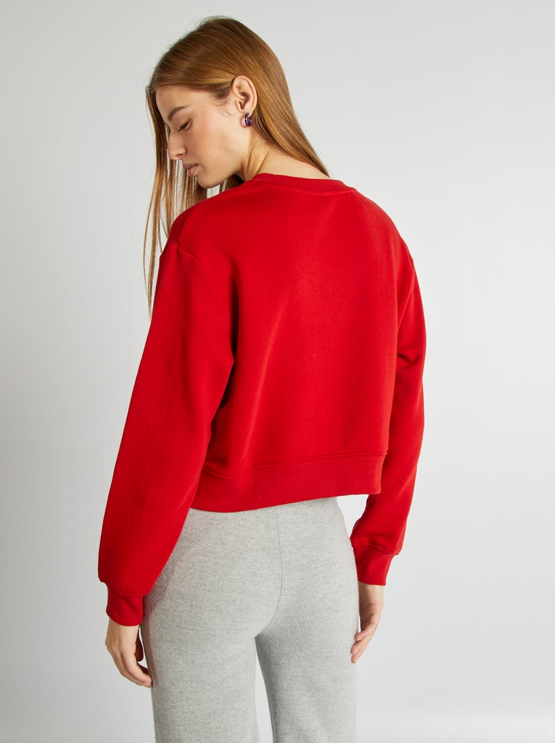 Felpa scollo tondo tinta unita ROSSO - Kiabi