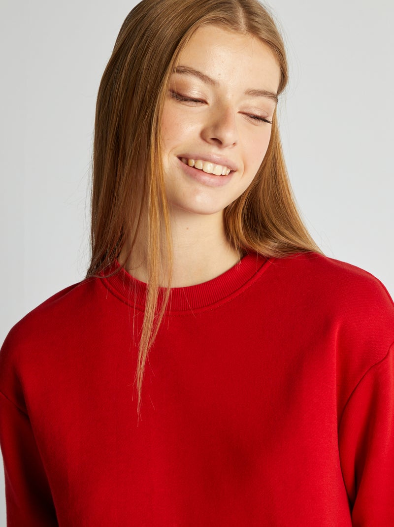 Felpa scollo tondo tinta unita ROSSO - Kiabi