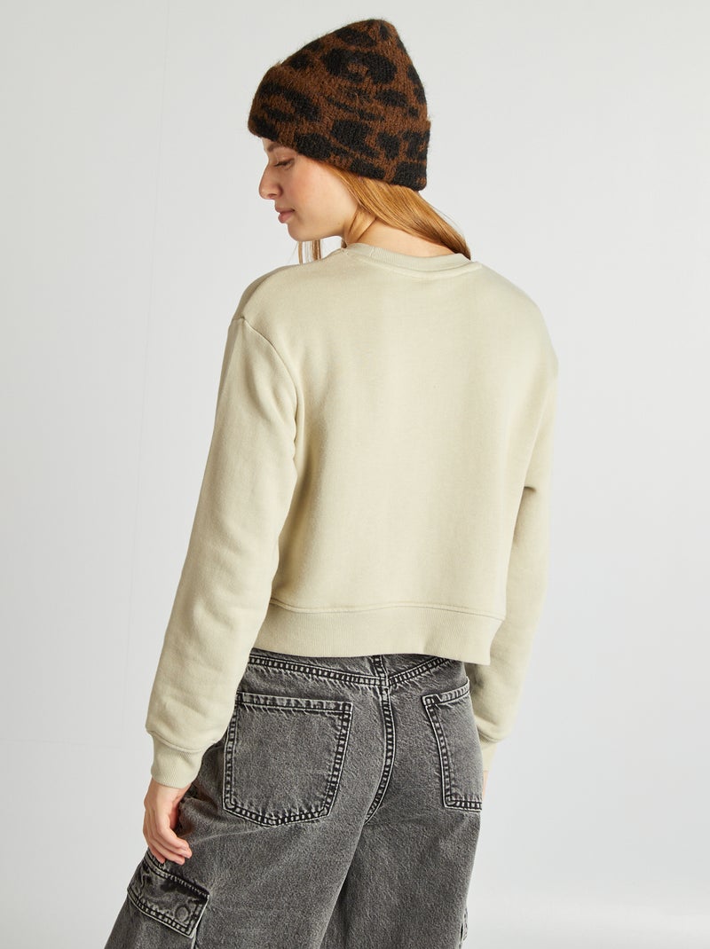 Felpa scollo tondo tinta unita VERDE - Kiabi