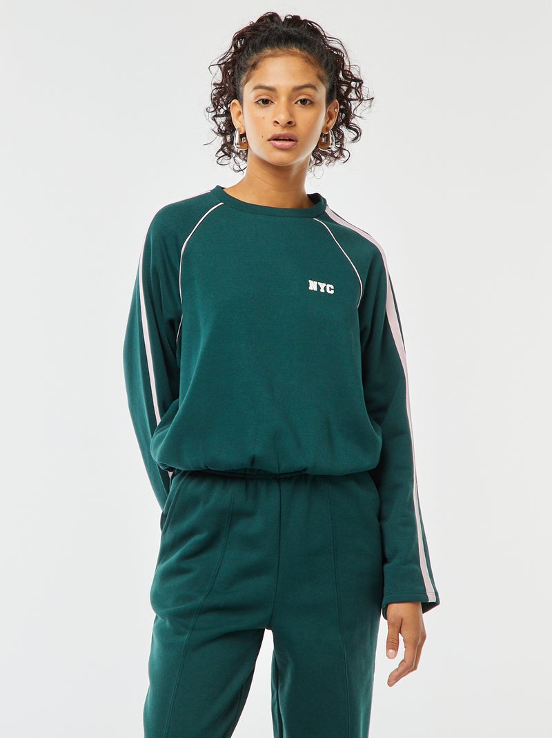Felpa screziata stile sportswear Verde - Kiabi