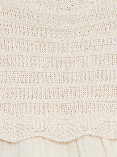 Felpa senza maniche all'uncinetto e fondo in voile di cotone - Kiabi