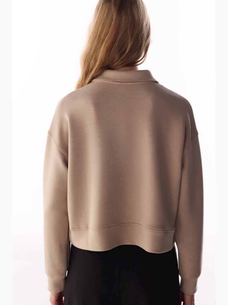 Felpa silky touch con lacci e maniche lunghe penti Beige argilla - Kiabi