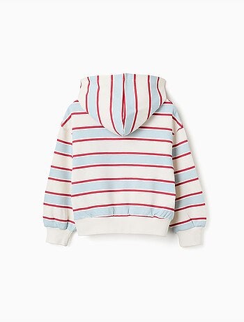 Felpa spazzolata a righe con cappuccio stitch