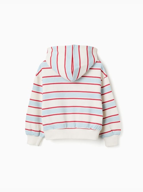 Felpa spazzolata a righe con cappuccio stitch - Kiabi