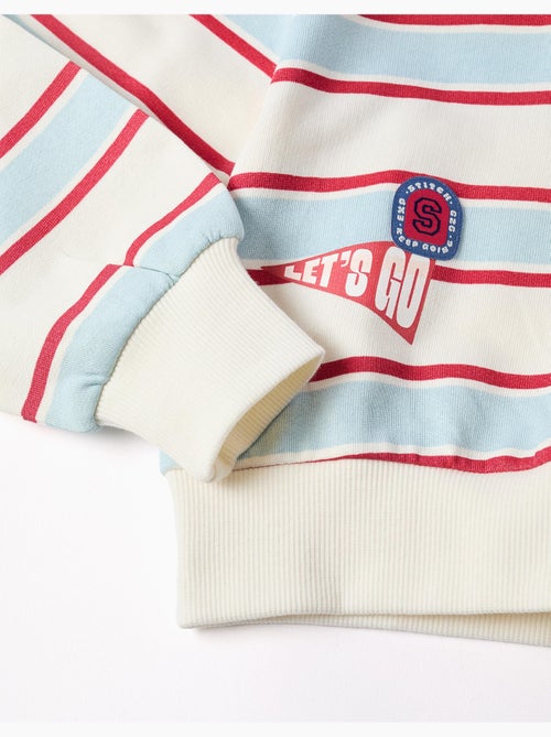 Felpa spazzolata a righe con cappuccio stitch - Kiabi