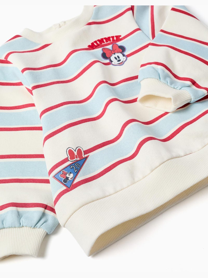 Felpa spazzolata a righe con minnie Bianco - Kiabi