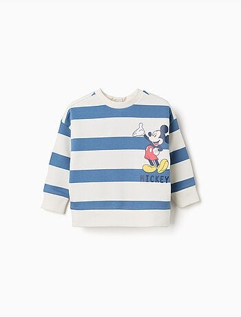 Felpa spazzolata a righe con stampa mickey