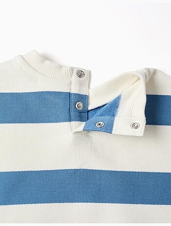 Felpa spazzolata a righe con stampa mickey