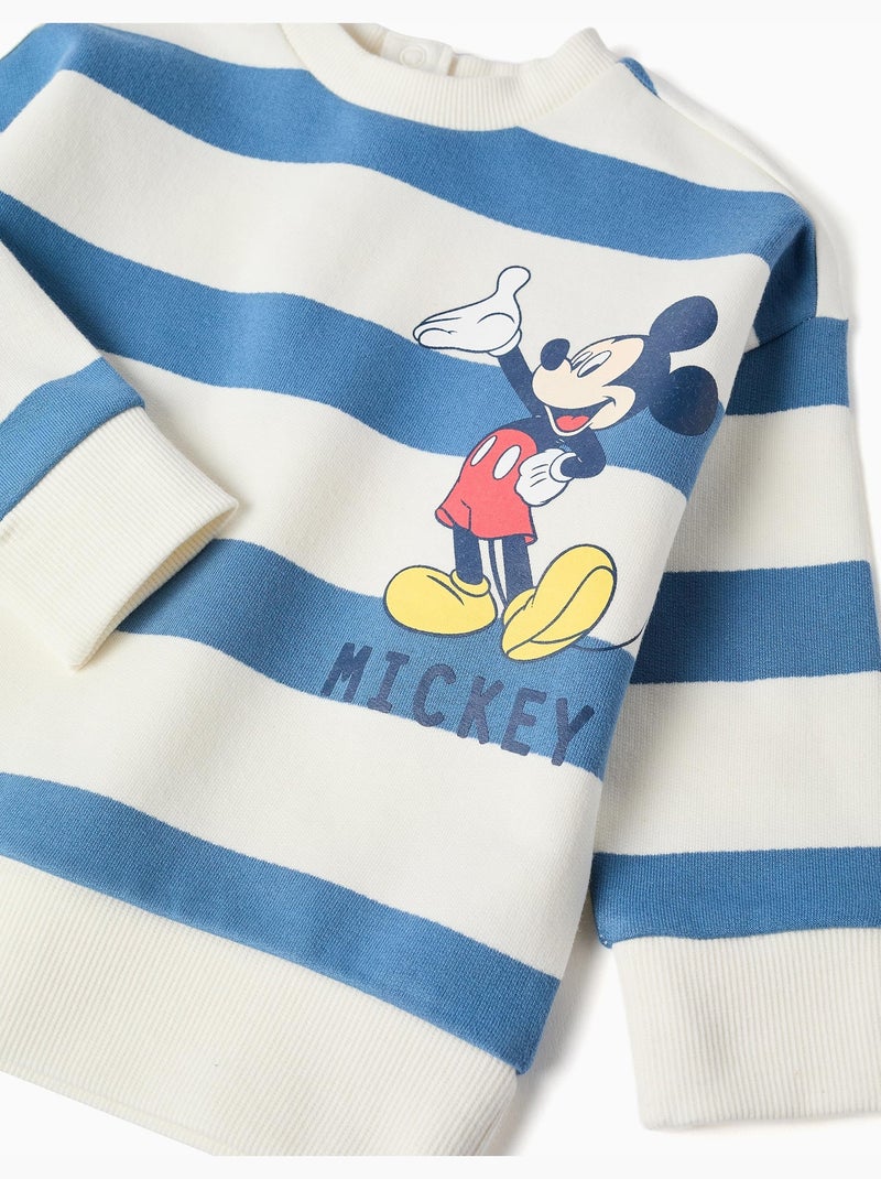 Felpa spazzolata a righe con stampa mickey Blu Blu - Kiabi