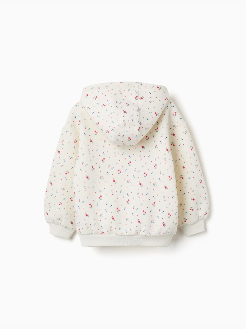 Felpa spazzolata con cappuccio con motivo floreale Bianco - Kiabi