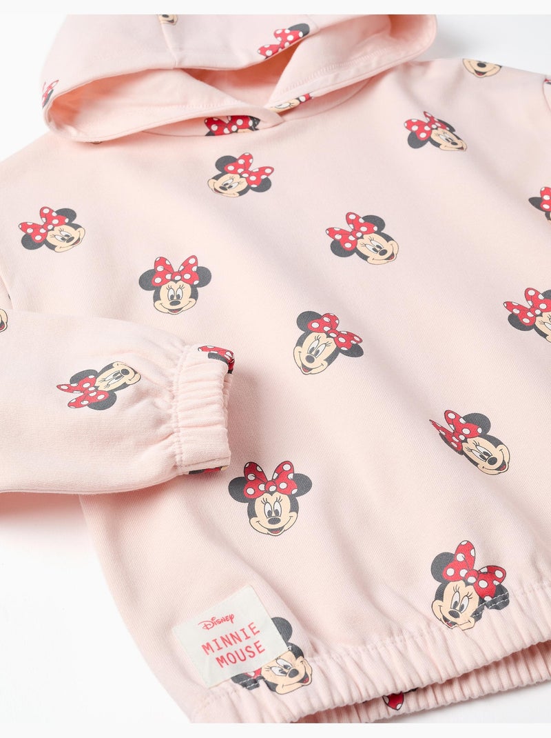 Felpa spazzolata con cappuccio con motivo minnie Rosa chiaro - Kiabi