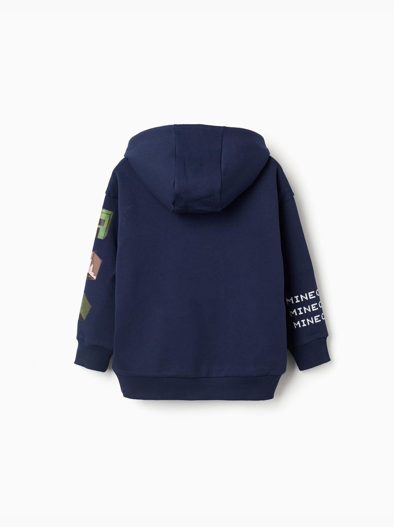 Felpa spazzolata con cappuccio con stampa minecraft Blu scuro - Kiabi