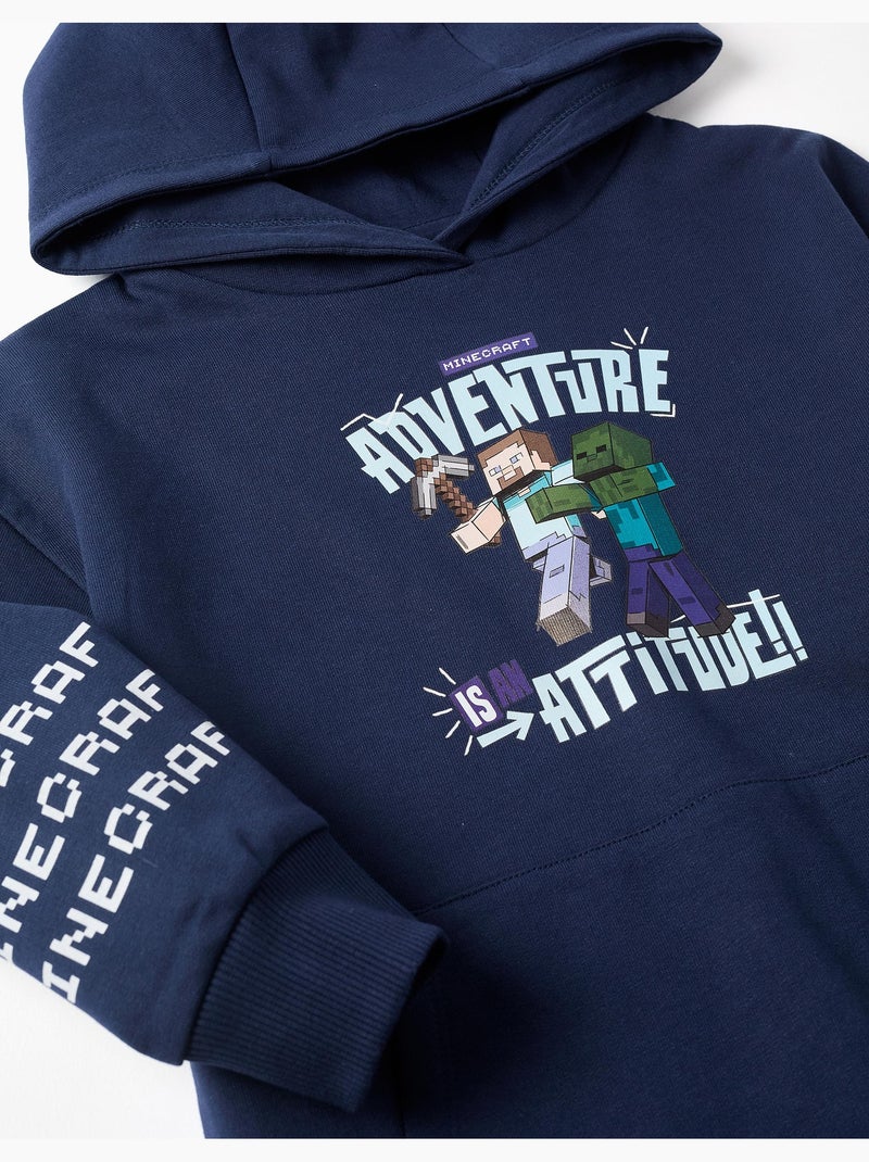 Felpa spazzolata con cappuccio con stampa minecraft Blu scuro - Kiabi