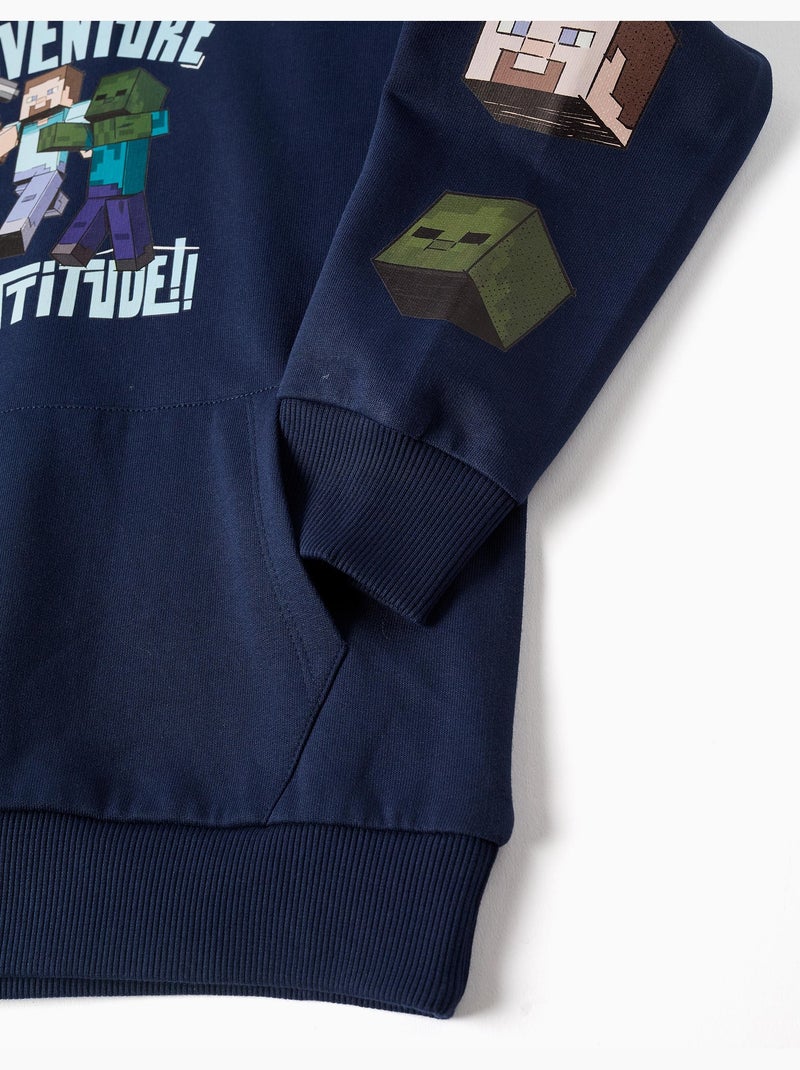 Felpa spazzolata con cappuccio con stampa minecraft Blu scuro - Kiabi