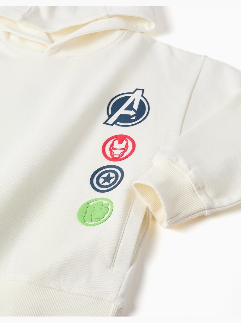 Felpa spazzolata con cappuccio con stampe degli avengers Bianco - Kiabi