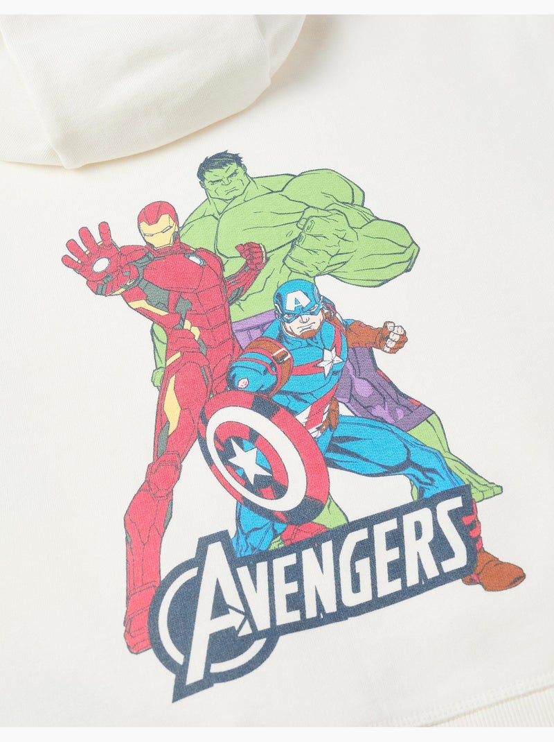 Felpa spazzolata con cappuccio con stampe degli avengers Bianco - Kiabi