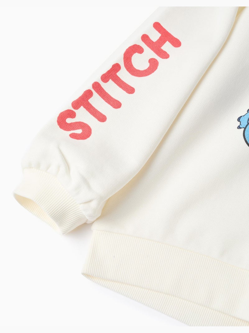 Felpa spazzolata con cappuccio con stampe di stitch Bianco - Kiabi