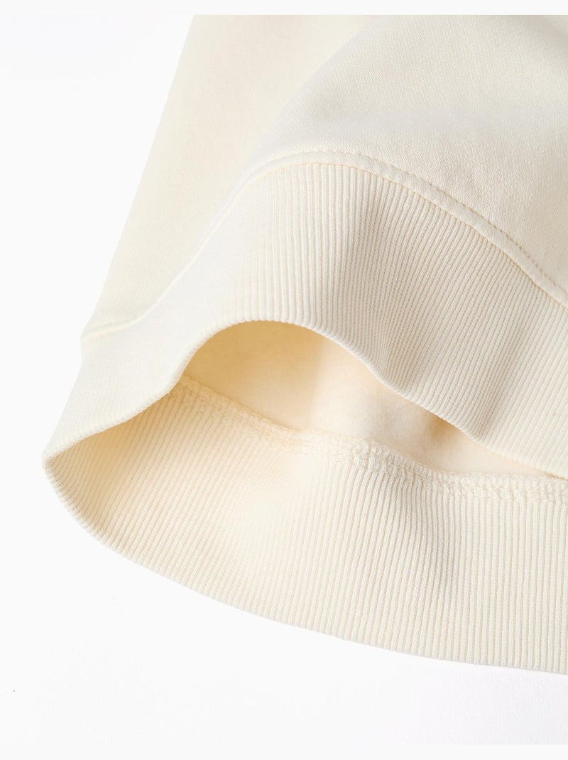 Felpa spazzolata con cappuccio e stampa Bianco - Kiabi