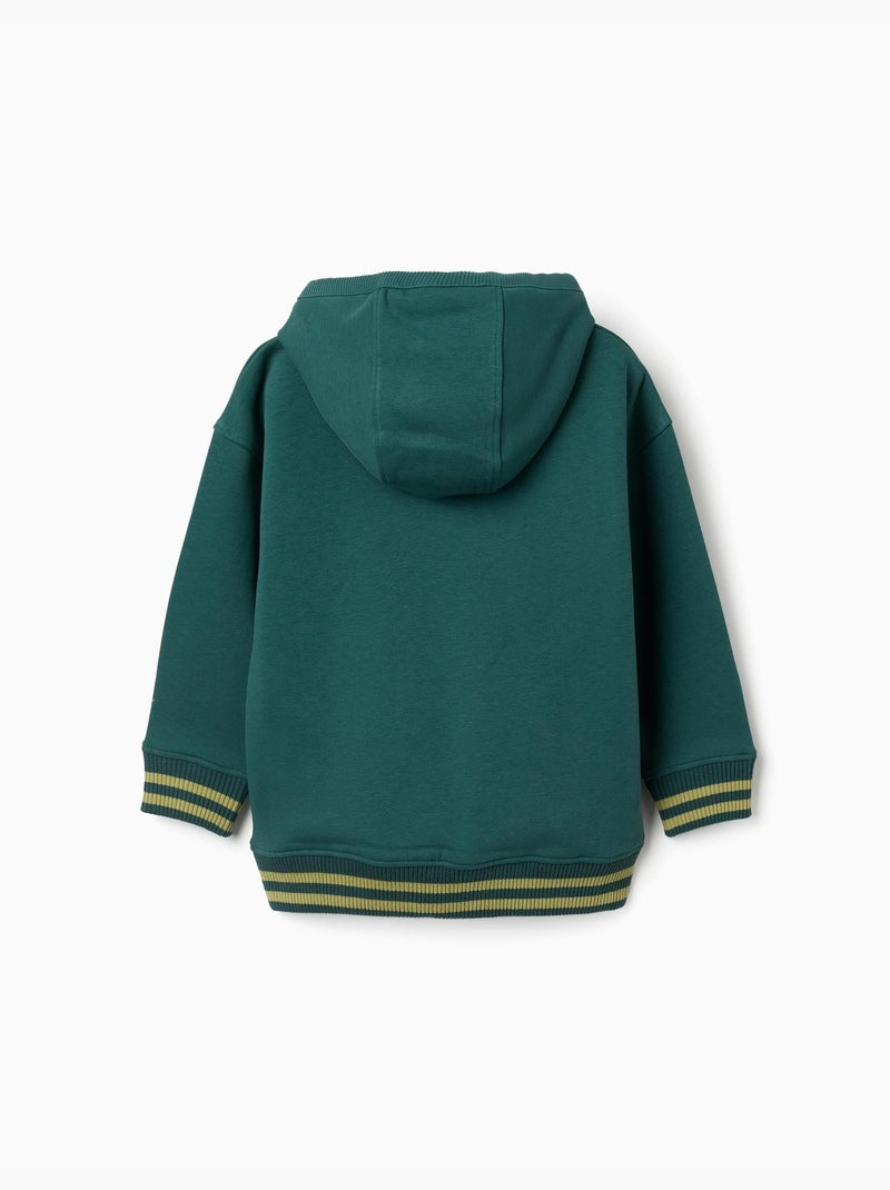 Felpa spazzolata con cappuccio e stampa clay horse Verde scuro - Kiabi