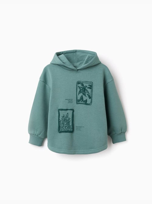 Felpa spazzolata con cappuccio e stampa floreale - Kiabi Felpa spazzolata con cappuccio e stampa floreale - Kiabi