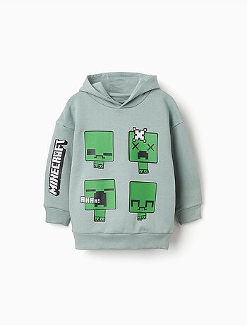 Felpa spazzolata con cappuccio e stampa minecraft