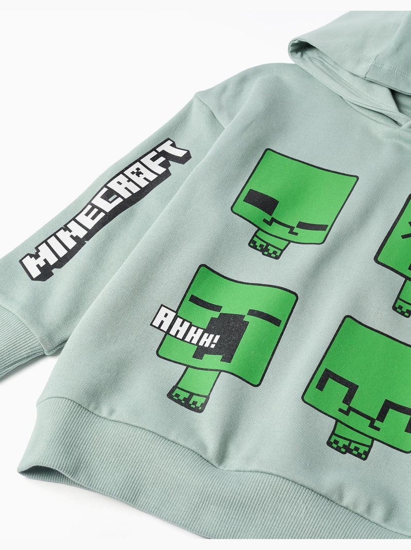 Felpa spazzolata con cappuccio e stampa minecraft Verde - Kiabi